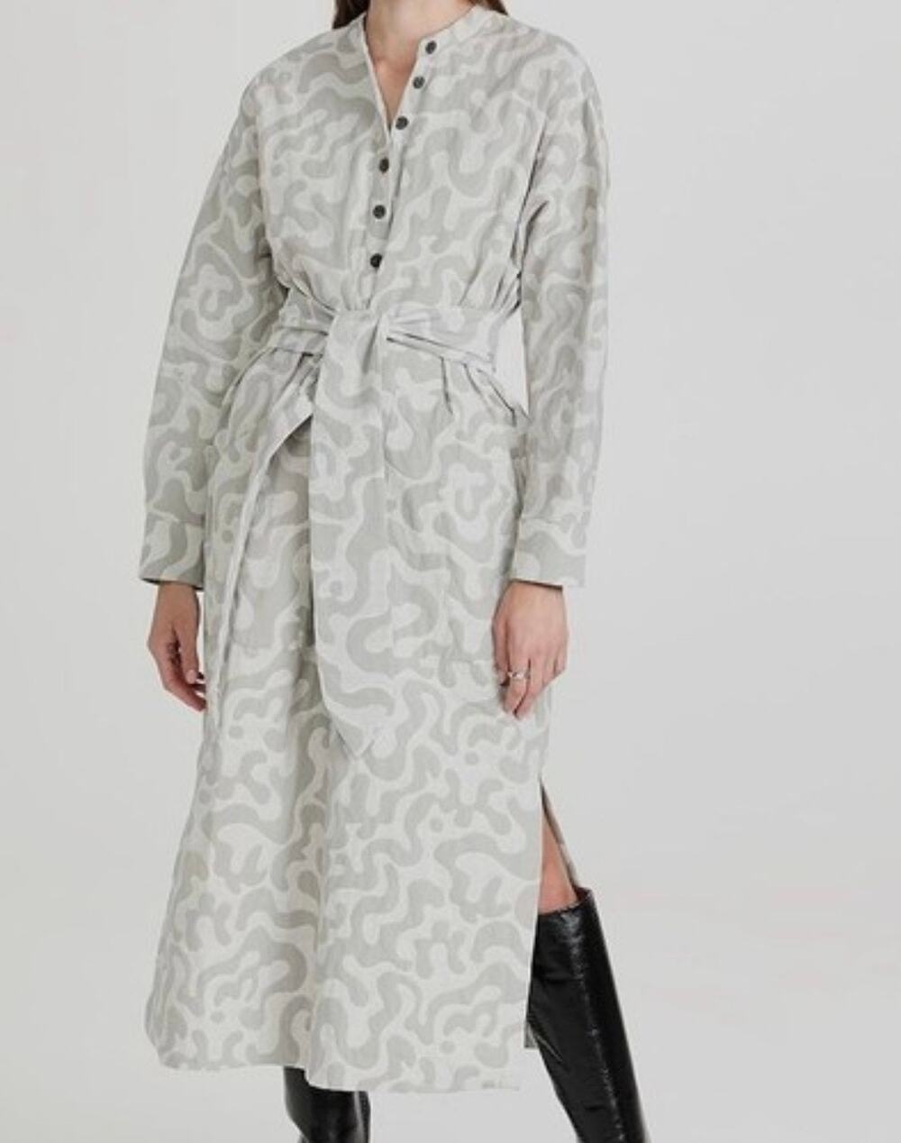 Mara Hoffman Robin Long Maxi Belted Tunic Dress  Organic Cotton Abstract PrintXS